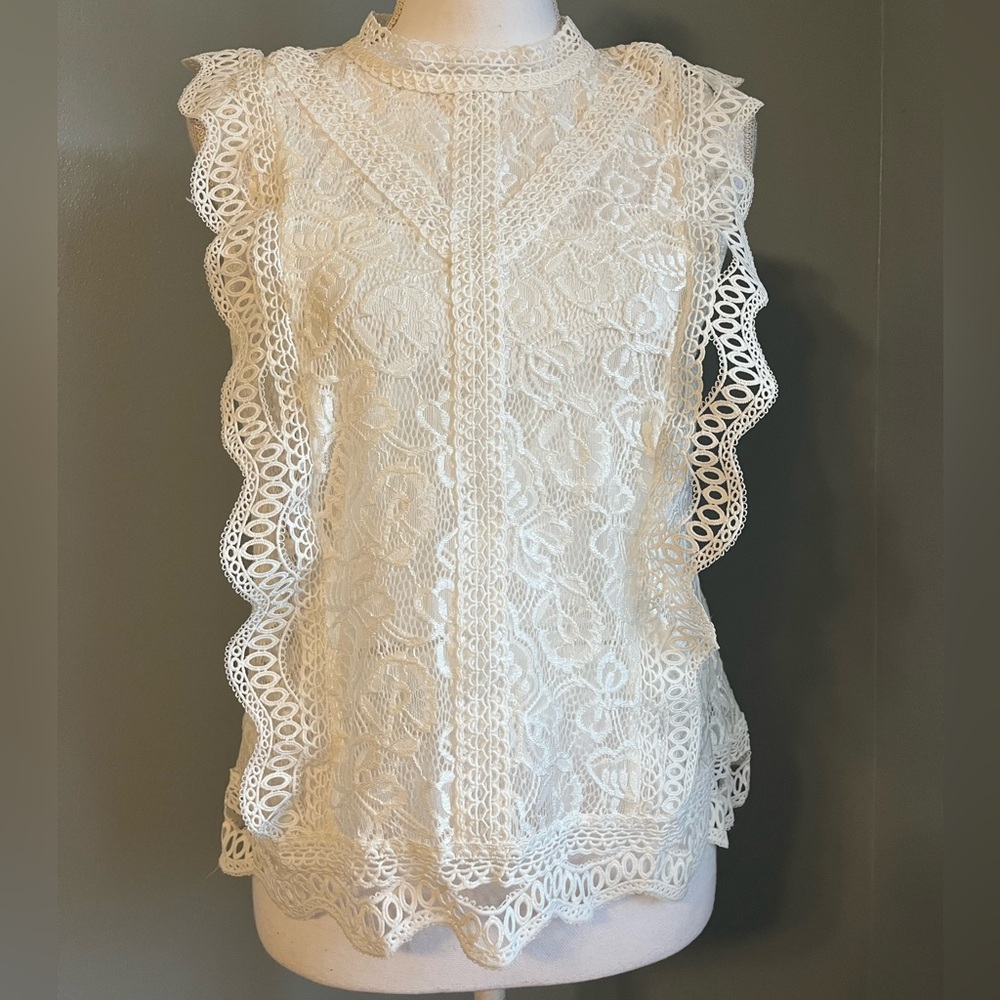 ADIVA RUFFLE SLEEVE LACE TOP (769) - Picture 2 of 16